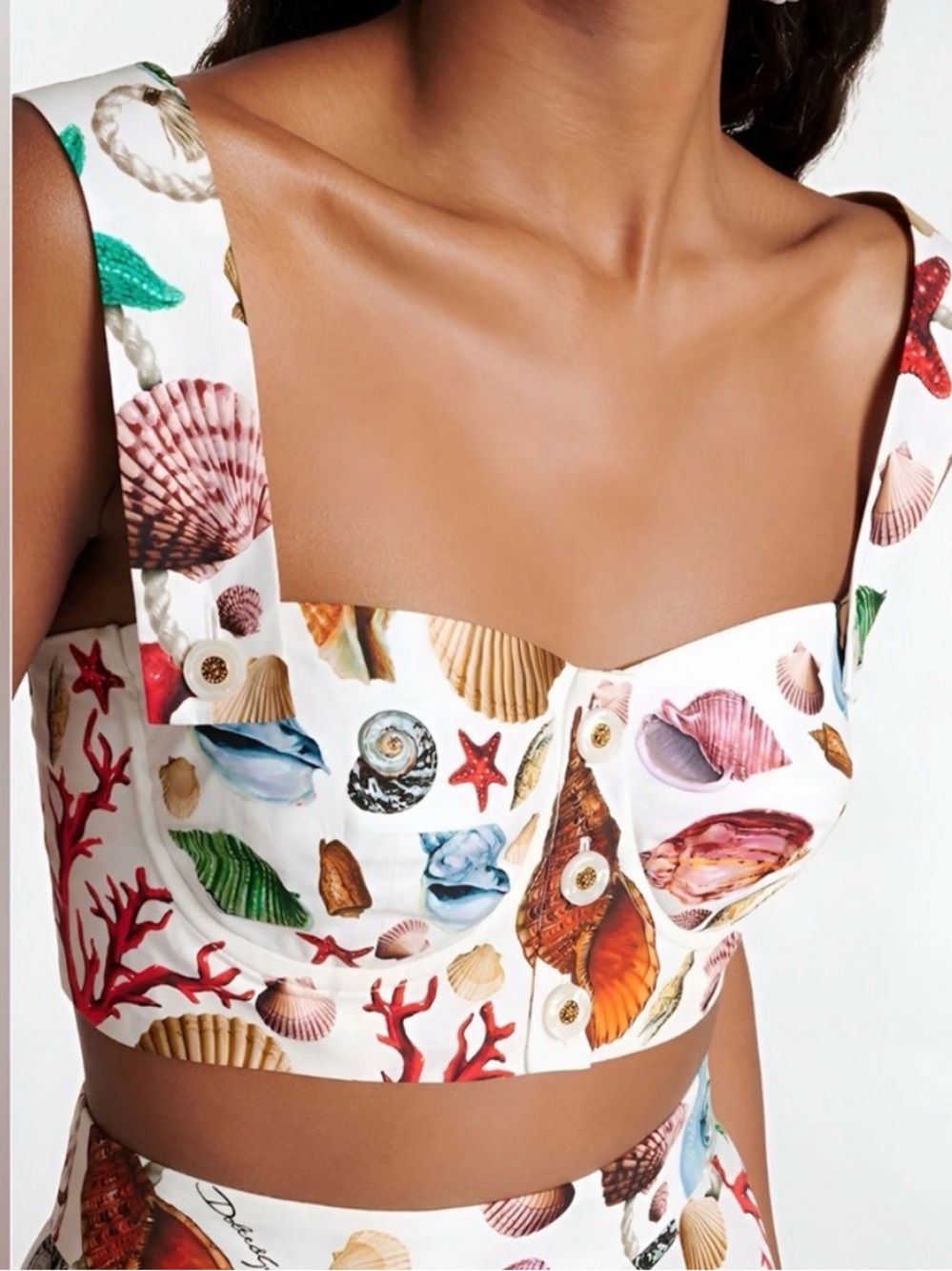 Commense White Seashell-Print Top small - new with tags